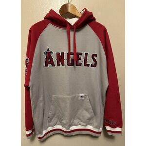 LA Anaheim Angels Sweatshirt Stitches Red Pullover Embroidered Hoodie MLB Mens L